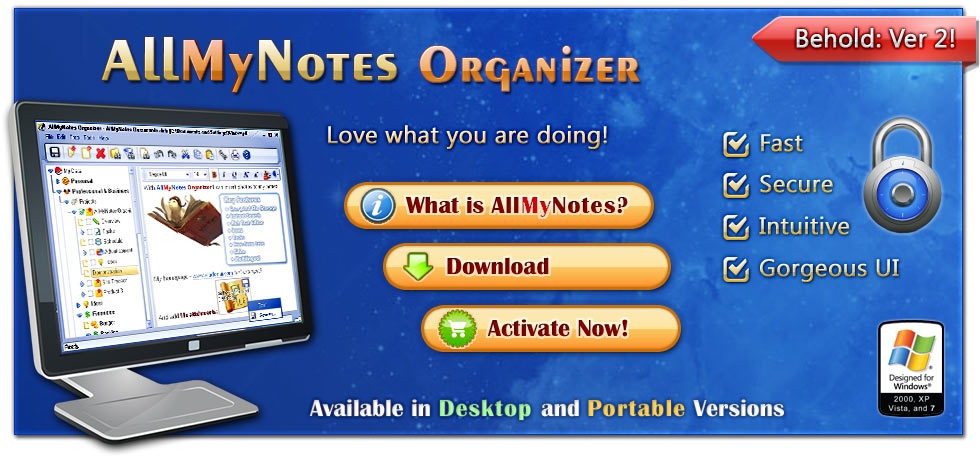 Featured - AllMyNotes for Windows. Available in FREE and Deluxe editions :)