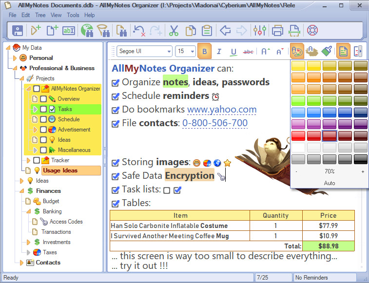 AllMyNotes Organizer Portable 3.52 full