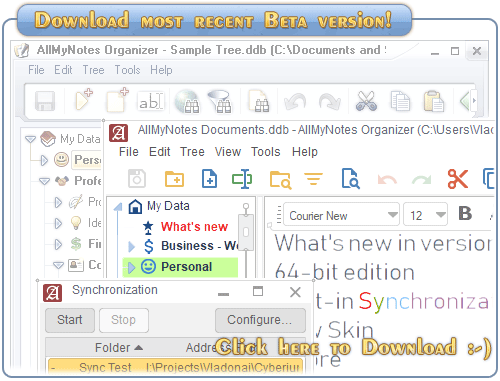 Download AllMyNotes Organizer Version 3 Beta now!