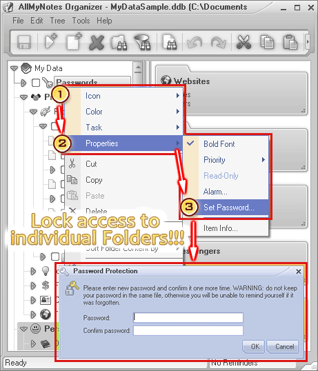 Restrict Folder access with passwordYou may Lock individual Folders with Password