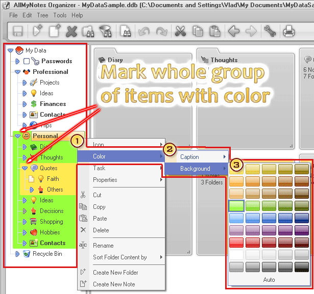 Folder background Coloring in the hierarchy treeBackground Coloring