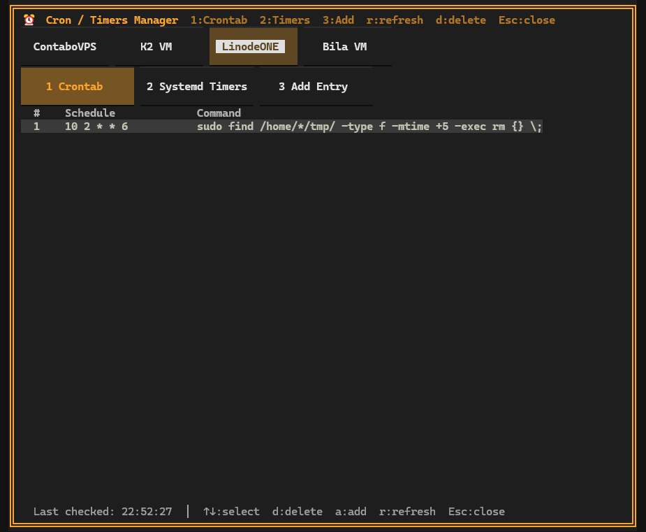 Cron Manager - Edit cron jobs and systemd across all hosts - (Deflect One Screenshot)