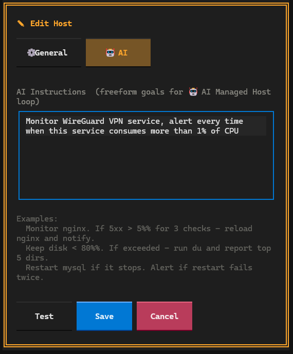 Host AI Settings - Set up per-host AI instructions and AI model preferences - (Deflect One Screenshot)