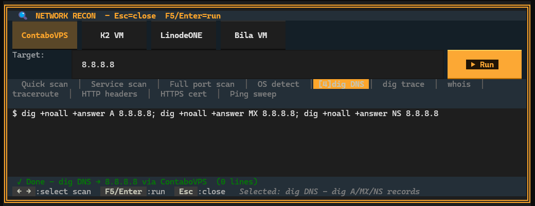 Network Recon - Discover hosts services with nmap/netstat tools - (Deflect One Screenshot)