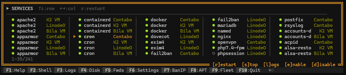 Services Manager - Control services across all servers - (Deflect One Screenshot)